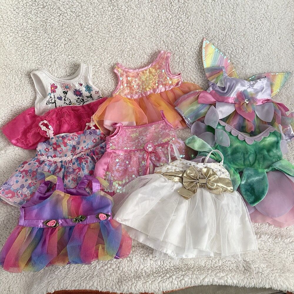 Build A Bear Workshop Dress Lot of 8 Rainbow Pink Fairy Tutu Sequin